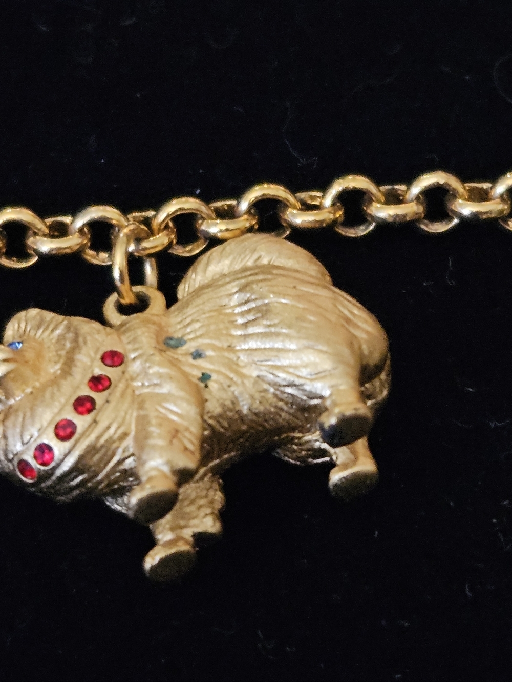 Danbury Mint Gold-Tone Elephant and Charm Bracelet with Crystal Accents - Picture 3 of 7